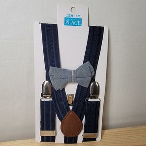 The Children's Place Suspenders and Bow Tie Set - Size 12M - 5T NEW